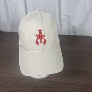 Beige Baseball Cap with Red Lobster Embroidery – Coastal Nautical Hat